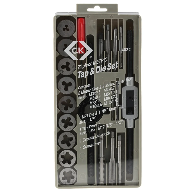 CK 21-Piece Carbon Steel Thread Tap & Die Set 1/8 in NPT T4032