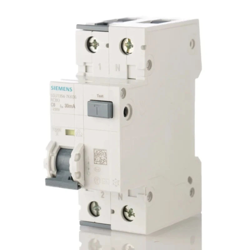 Siemens Residual Current Circuit Breaker with Overload Protection 6A Current Rating 2-Pole 30 mA Trip 5SU1354-7KK06