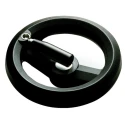 RS PRO Black Fibreglass Reinforced Technopolymer Fold Down Handle Spoked Hand Wheel 126 mm Diameter 161-2006