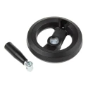 RS PRO Black Fibreglass Reinforced Technopolymer Fold Down Handle Spoked Hand Wheel 126 mm Diameter 161-2006