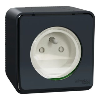 Schneider Electric 16A Grey 1 Gang Plug Socket Mureva Styl Indoor & Outdoor, Type E - French MUR35031
