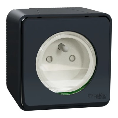 Schneider Electric 16A Grey 1 Gang Plug Socket Mureva Styl Indoor & Outdoor, Type E - French MUR35031