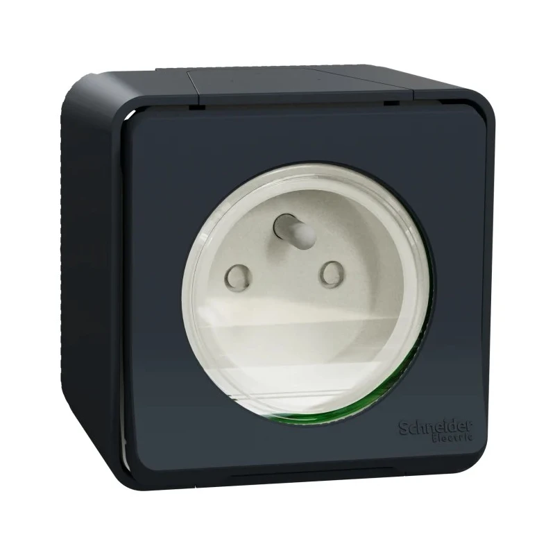 Schneider Electric 16A Grey 1 Gang Plug Socket Mureva Styl Indoor & Outdoor, Type E - French MUR35031