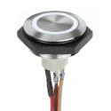 APEM AV Series Illuminated Push Button Switch Momentary Panel Mount 30.2 mm Cutout SPST White LED IP67 30 V AV57122000074BK
