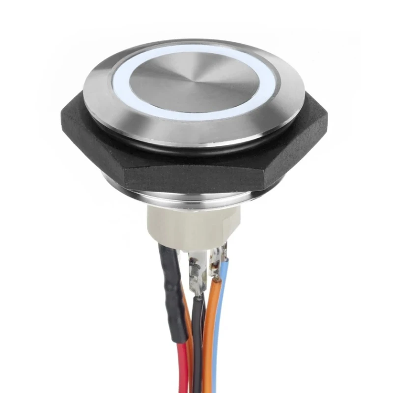 APEM AV Series Illuminated Push Button Switch Momentary Panel Mount 30.2 mm Cutout SPST White LED IP67 30 V AV57122000074BK