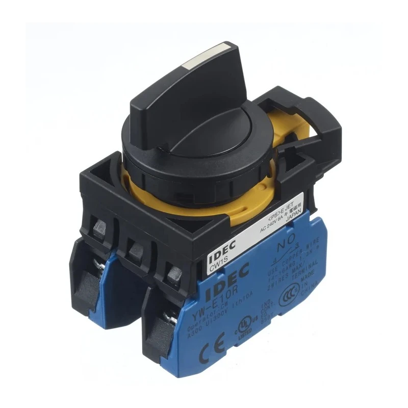 Idec Spring Return Selector Switch DPST 3 Positions 22 mm Cutout Diameter CW1S-31LE20