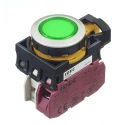Idec CW Series Illuminated Push Button Switch, Momentary, Panel Mount, 22 mm Cutout, SPST, Green LED, IP65 CW4L-M1E01QM4G
