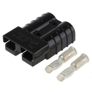 Anderson Power Products SB50 Series 2 Way Male Battery Connector, Straight Cable Mount, 600V, 50A SB50