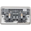 MK Electric 13A Silver 2 Gang Plug Socket Type G Flush Surface Screwless Rocker Switch K2947BSS