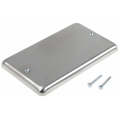 MK Electric Stainless Steel White 2 Gang Blanking Plate 86mm Width K3329BSS
