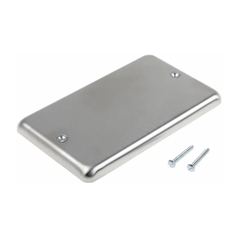 MK Electric Stainless Steel White 2 Gang Blanking Plate 86mm Width K3329BSS
