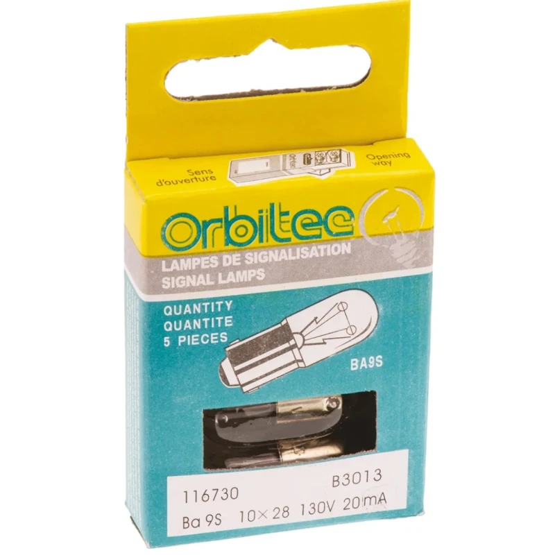 Orbitec BA9S Incandescent Indicator Light Clear Lens 130V 20mA 1500h BA9S
