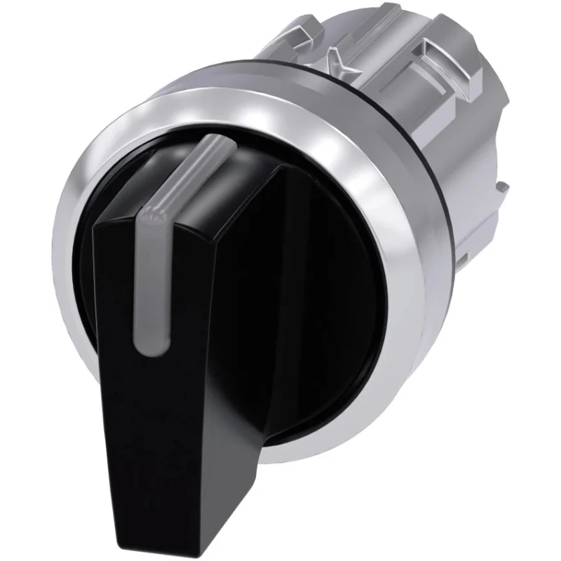 Siemens SIRIUS ACT 3SU10 Series 3 Position Illuminated Selector Switch Head, 22 mm Cutout, Black Handle 3SU1052-2BL10-0AA0