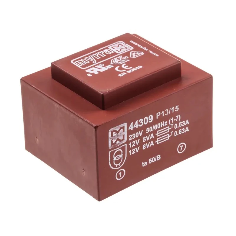Myrra PCB Transformer 2x12 V ac 2 Output 16 VA, UL 1585, EN 60950, EN 61558-2-6 44309