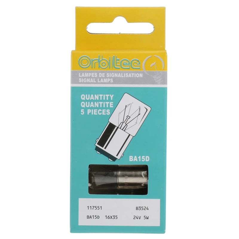 Orbitec BA15D Indicator Light, Clear Lens, 24V, 200mA, 2000h Filament Lamp BA15D