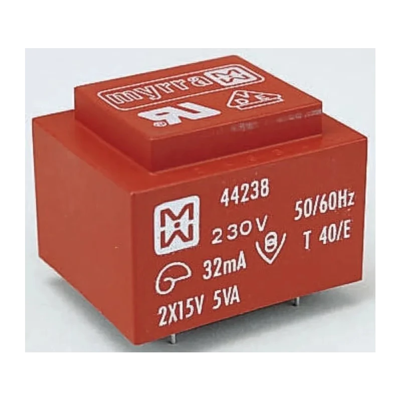 Myrra 24 V AC 2 Output Through Hole PCB Transformer, 5 VA, EN 60950, CEI 126, EN 61558-2-6, UL 1585, CEI 85 44240
