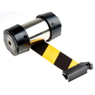 RS PRO Yellow and Black Strap Post Retractable Barrier Polyester Tape 2m 174-5987