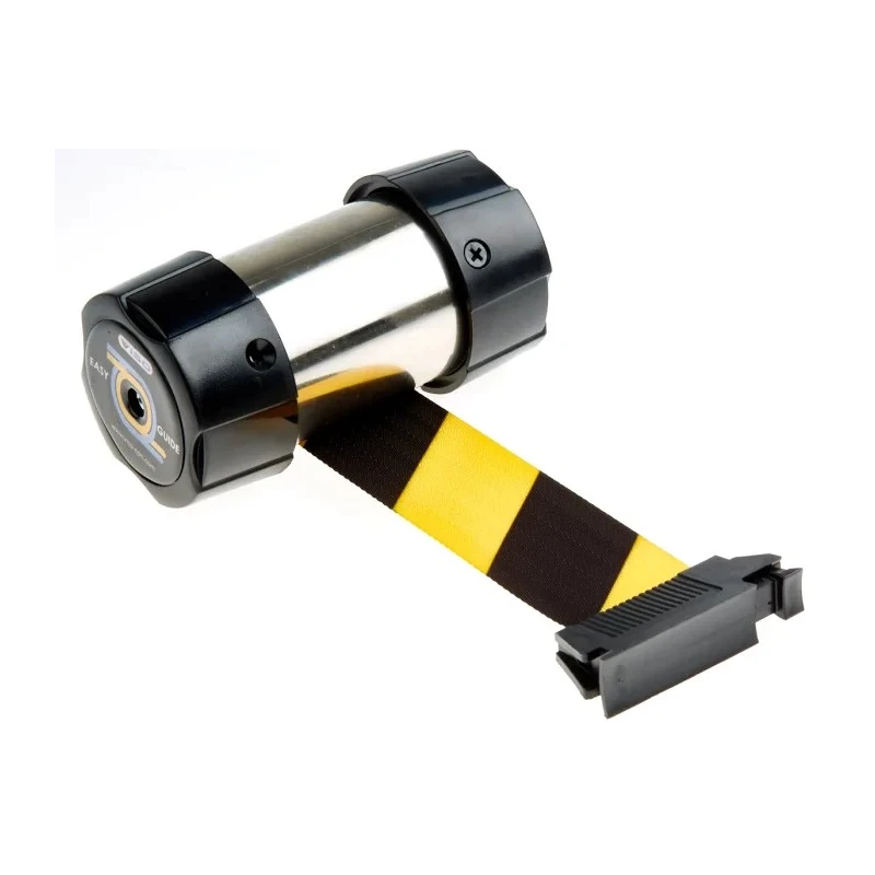 RS PRO Yellow and Black Strap Post Retractable Barrier Polyester Tape 2m 174-5987