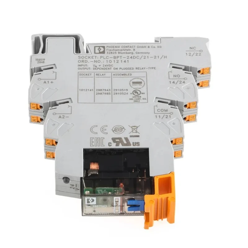 Phoenix Contact Electromechanical Interface Relay, DIN Rail Mount, 24V DC Coil, DPDT, 18mA Coil Current, Model 2910519