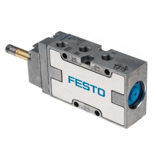 Festo Pneumatic Solenoid Valve 5/2 Way Monostable Electric G 1/8 Port Size, Aluminium Body, 10 Bar Pressure MFH-5-1/8-B