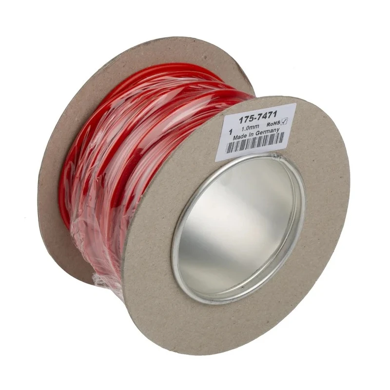 Staubli Red Hook Up Wire 17 AWG 259x0.07 mm Core Strands 25 m 1.5 kV Voltage 70°C Max Operating Temperature 175-7471