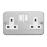 Contactum 13A White 2 Gang Plug Socket Metal Clad Indoor Wall Mount CLA3356