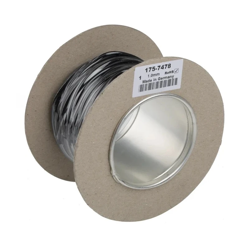 Staubli Black Hook Up Wire 17 AWG 259x0.07 mm Strands 25 m PVC Jacket 750V 70°C 175-7478