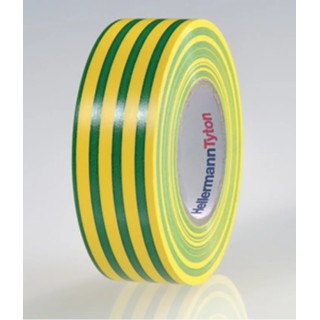 HellermannTyton Electrical Tape 19mm x 20m, Yellow and Green, 40kV Breakdown Voltage 710-00157 HTAPE-FLEX15-19x20-PVC-GNYE