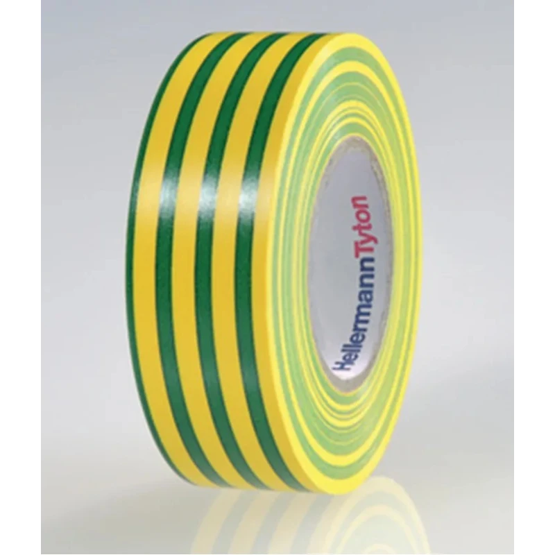HellermannTyton Electrical Tape 19mm x 20m, Yellow and Green, 40kV Breakdown Voltage 710-00157 HTAPE-FLEX15-19x20-PVC-GNYE