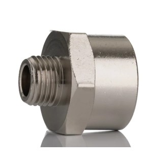 RS PRO Brass Pipe Fitting Straight Threaded Reducer Male G 1/4 in to Female BSPP 1/2 in 50 bar 300°C 176-1001