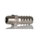 RS PRO Hose Connector Nickel Plated Brass 10 mm ID, Male BSPT 1/8 in, 5 MPa, 50 bar 176-2020