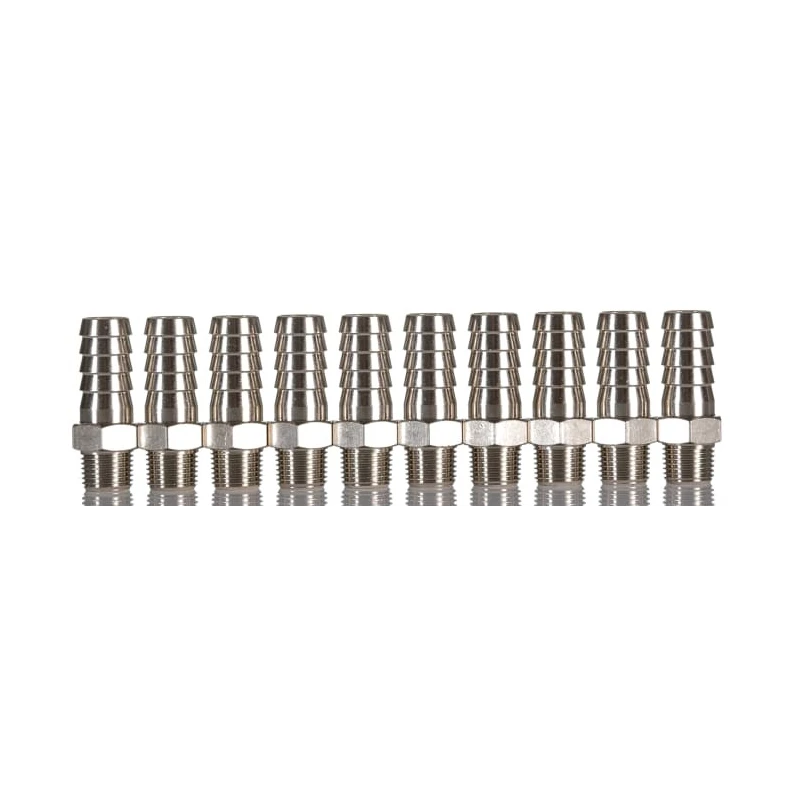 RS PRO Hose Connector Nickel Plated Brass 10 mm ID, Male BSPT 1/8 in, 5 MPa, 50 bar 176-2020