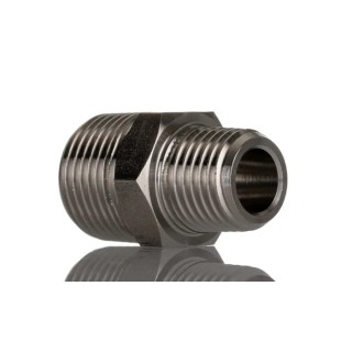 RS PRO Stainless Steel Pipe Fitting Straight Hexagon Nipple Male R 1/4 in to R 3/8 in 292.1 mm 176-2183