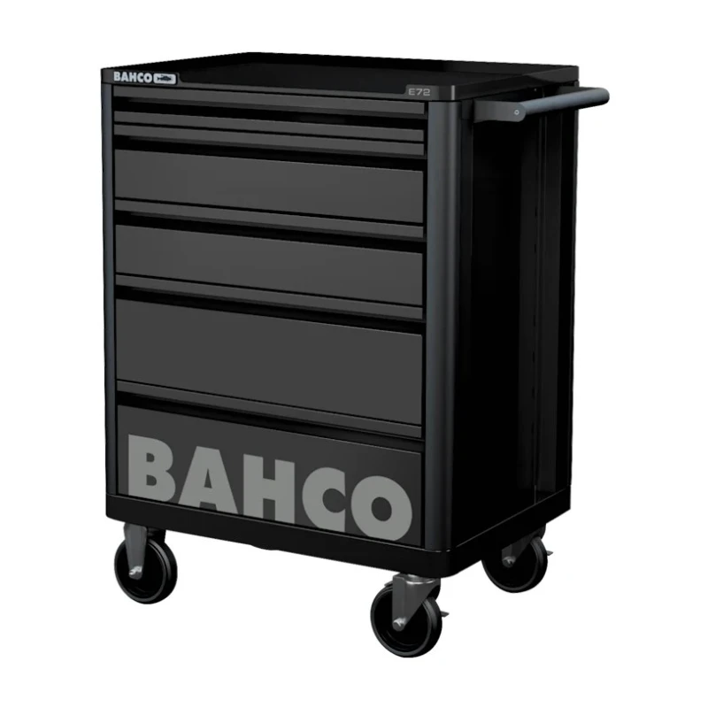 Bahco 5 Drawer Wheeled Tool Trolley Solid Steel 600kg Load Capacity Black 1472K5BLACK