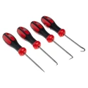 RS PRO 4 Piece Hook & Pick Set with Case 176-3424, Stainless Steel Shafts, Ergonomic Handle, 80 mm Shaft Length