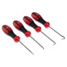RS PRO 4 Piece Hook & Pick Set with Case 176-3424, Stainless Steel Shafts, Ergonomic Handle, 80 mm Shaft Length