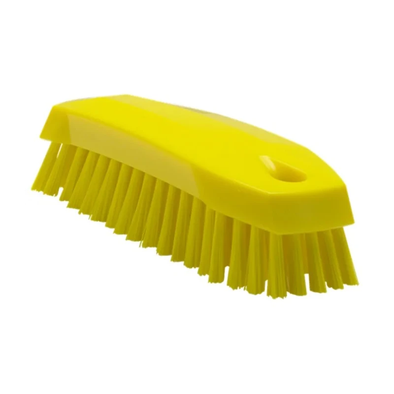 Vikan Hard Bristle Yellow Hand Scrubbing Brush, 20mm Bristle Length, Polyester Bristle Material, Model 35876