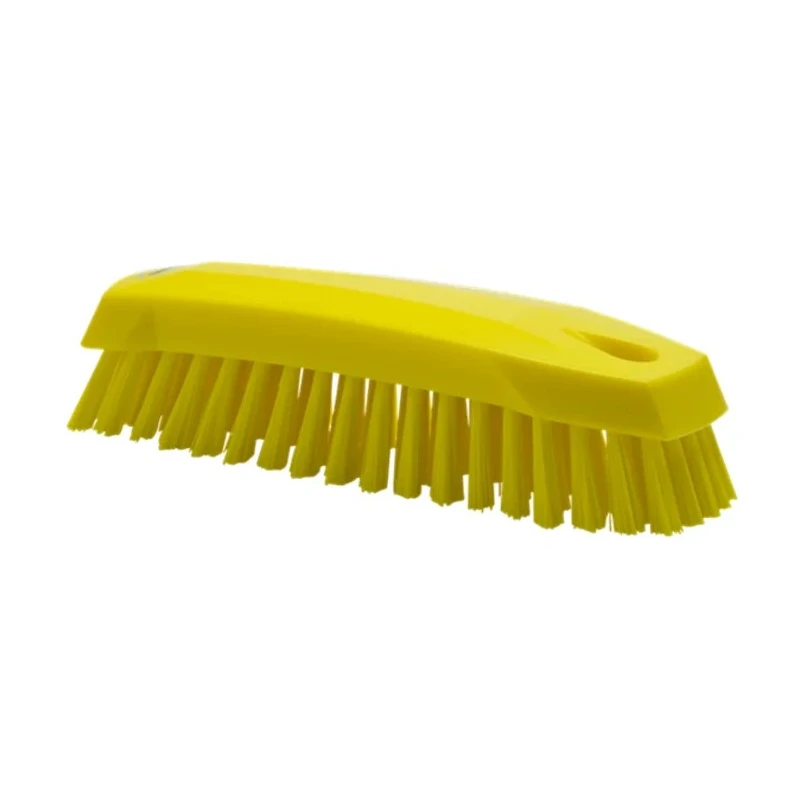 Vikan Hard Bristle Yellow Hand Scrubbing Brush, 20mm Bristle Length, Polyester Bristle Material, Model 35876