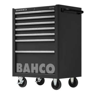Bahco 7 Drawer Wheeled Tool Trolley Solid Steel 763mm x 501mm x 956mm Load Capacity 600kg 1475K7BLACK