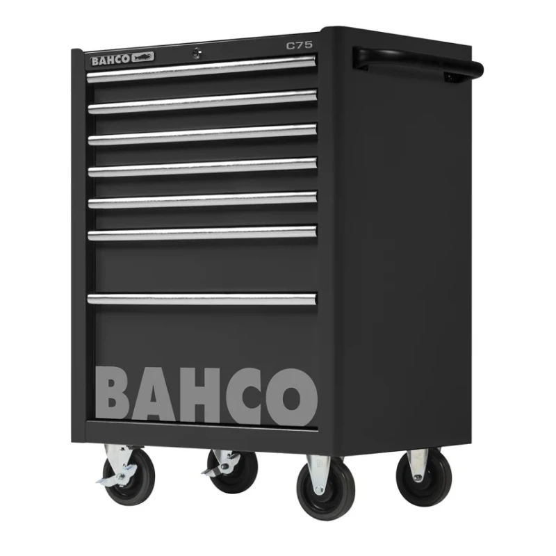 Bahco 7 Drawer Wheeled Tool Trolley Solid Steel 763mm x 501mm x 956mm Load Capacity 600kg 1475K7BLACK