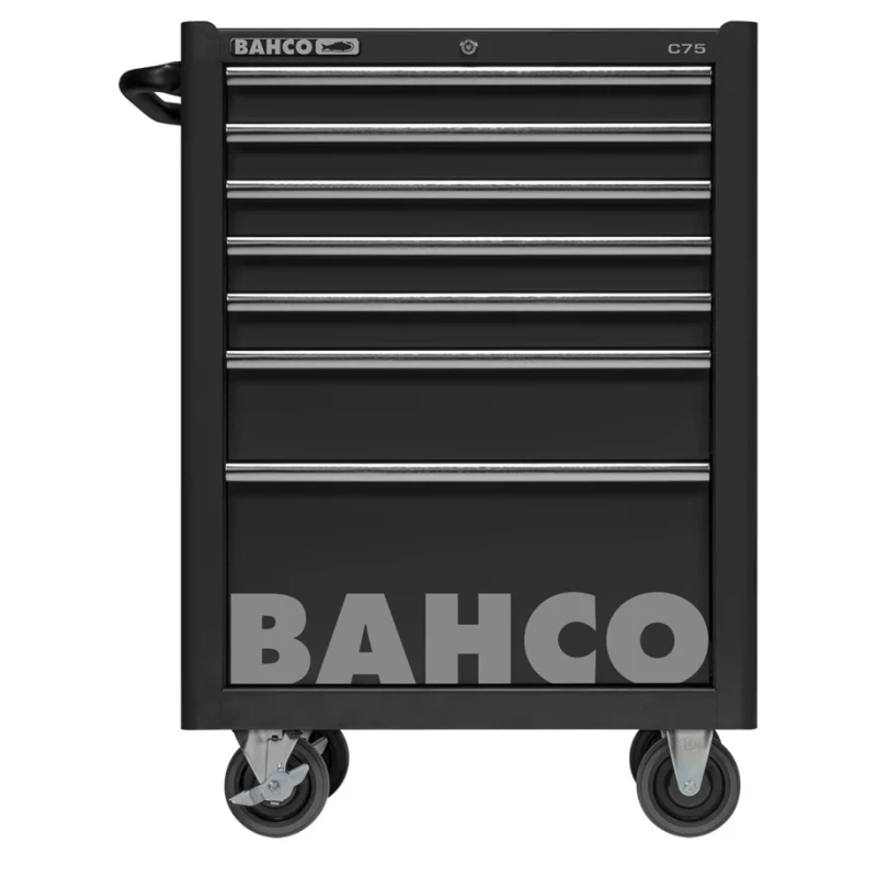 Bahco 7 Drawer Wheeled Tool Trolley Solid Steel 763mm x 501mm x 956mm Load Capacity 600kg 1475K7BLACK