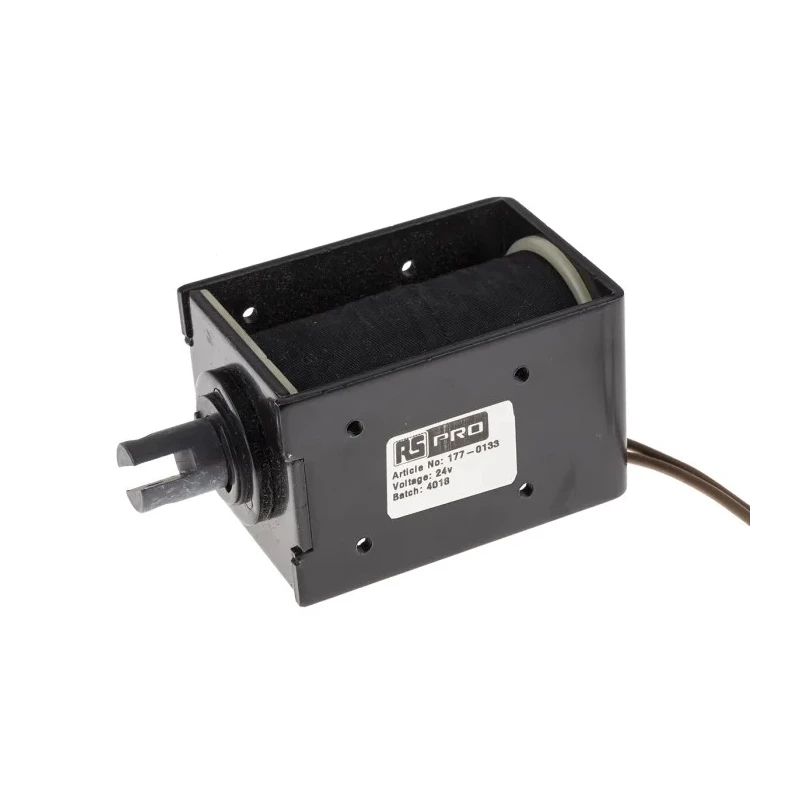RS PRO Pull Action DC D-Frame Linear Solenoid 24V DC 84 mm Length 52 mm Width 58 mm Depth 177-0133