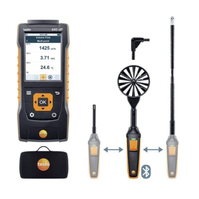 Testo 440 dP Air Flow ComboKit 2 Bluetooth Differential Pressure Humidity Volume Flow Temperature Anemometer 0563 4410