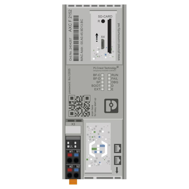 Phoenix Contact AXC F 2152 Series Controller 24V DC, 2 RJ45 Communication Ports, 8MB Program Capacity 2404267