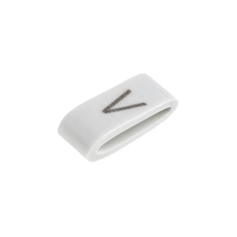 HellermannTyton Slide-On Pre-Printed Cable Marker , Black Legend "V", 6.3 mm Max Cable Diameter, 1.8 mm Min Cable HODS85