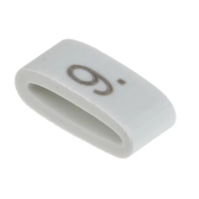HellermannTyton Slide-On Pre-Printed Cable Marker, Black Legend "9", White PVC Material, 1.8 mm to 6.3 mm Cable HODS85