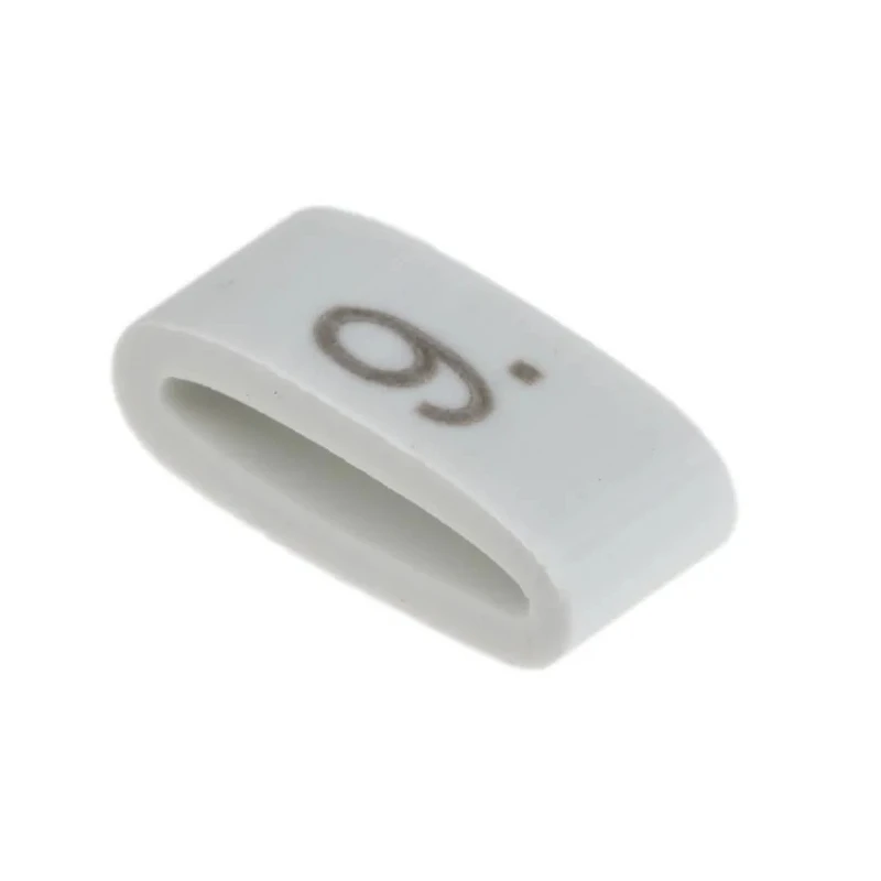 HellermannTyton Slide-On Pre-Printed Cable Marker, Black Legend "9", White PVC Material, 1.8 mm to 6.3 mm Cable HODS85