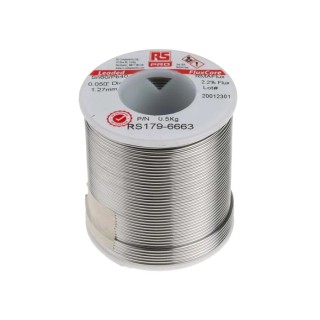 RS PRO Lead Solder Wire 1.2 mm Diameter 40% Lead, 60% Tin, 183 °C Melting Point 500g 179-6663