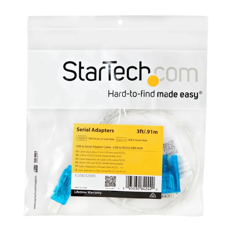 StarTech.com RS232 USB Type-A to D-Sub Interface Converter 921.6kbps Single Port Desktop 