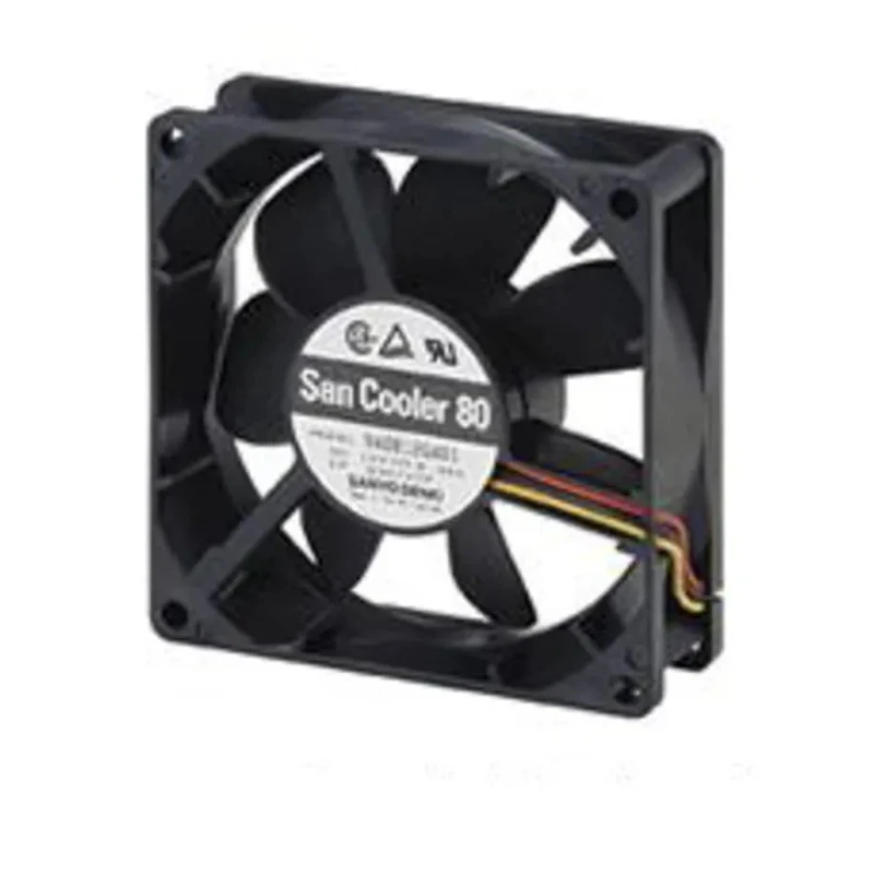 Sanyo Denki 9A Series Axial Fan 12V DC 1.56W 130mA Max 80mm x 80mm x 25mm 6300 RPM 61.8 m³/h 9A0812H4011
